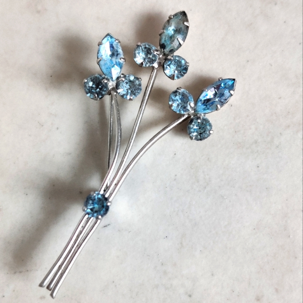 Vintage Signed Azub Austria Flower Bouquet Brooch